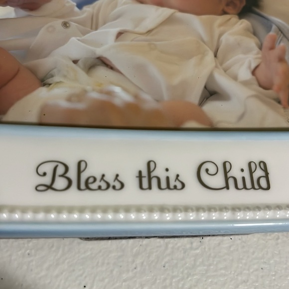 Nat & Jules Baptismal Picture Frame Blue White 4x6 photo - Picture 3 of 8